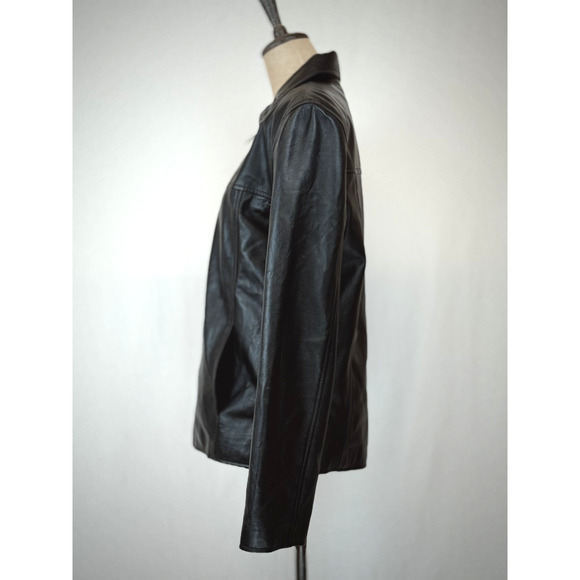 Fionte Italian Black Leather Mens Bomber Jacket XS #1-0164 Italy - Picture 3 of 13